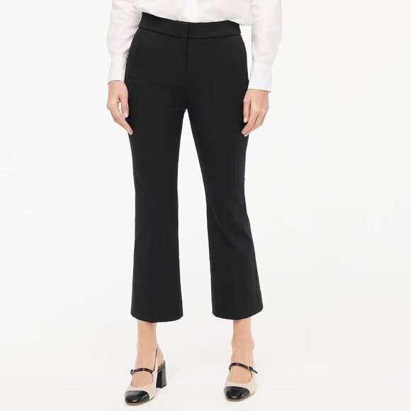 J. Crew black Kelsey flare pant cotton stretch crop length casual career pants - Picture 1 of 11